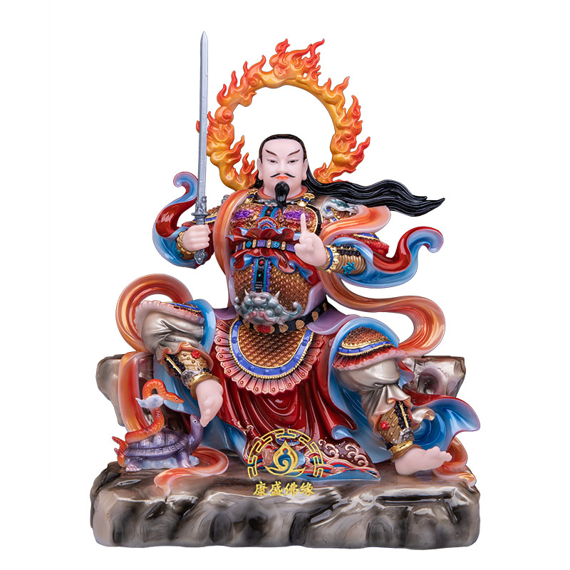 康盛佛缘真武大帝汉白玉神像摆件