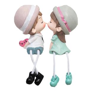 房间客厅隔板置物架情侣娃娃摆件简约创意可爱吊脚娃娃装饰品摆设