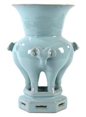 汝窑陶瓷工艺品三栖尊瓷器摆件