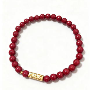 古风原创朱砂手串原矿高含量镀金银珠手链女款情侣手串本命年