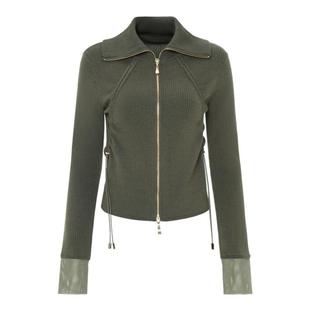 IDPAN羊毛肌理感针织衫秋新品百搭通勤修身小衫设计感打底开衫女