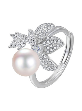 小红薯热销S925纯银澳白高亮贝珠戒指女小众高级感指环DIY戒托