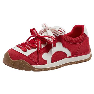 骆驼熊猫红色德训鞋女款2026春新款鞋子运动休闲鞋好看复古阿甘鞋