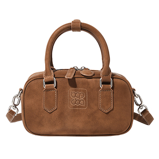 Bag of parody 包包2025春季新款美拉德磨砂牛皮手提斜挎保龄球包