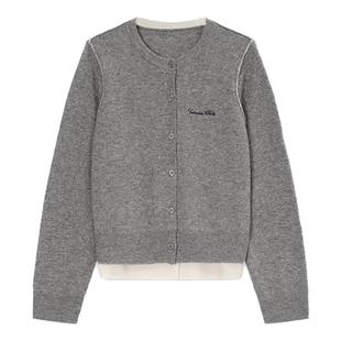 concise-white/简白 25薪款女士假两件羊毛开衫银泰百货 301257新