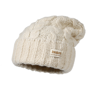CACUSS帽子女冬新款粗线麻花针织帽保暖防寒护耳毛线帽时尚堆堆帽