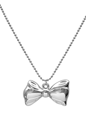ZRZO银色蝴蝶结长款项链