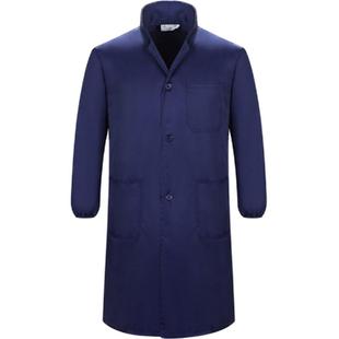 全棉蓝大褂防尘服工作服蓝大衣工装实验服长袖长款劳保纯棉罩衣男