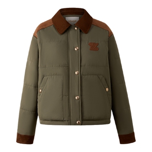 Eland衣恋棉衣女翻领长袖大口袋通勤棉服外套2026春季新款