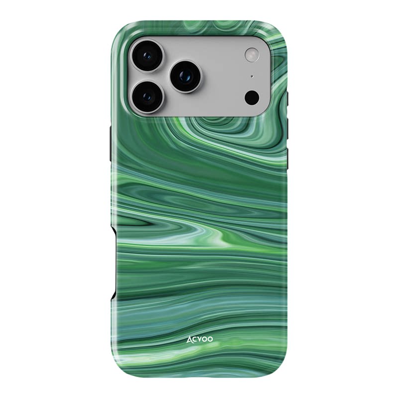 Acvoo大理石流体艺术绿玛瑙纹理iPhone17Promax保护16适用于苹果15手机壳14防摔壳13不褪色12可水洗全包
