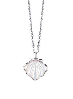 纯银白贝母一辈子项链女皇冠锆石