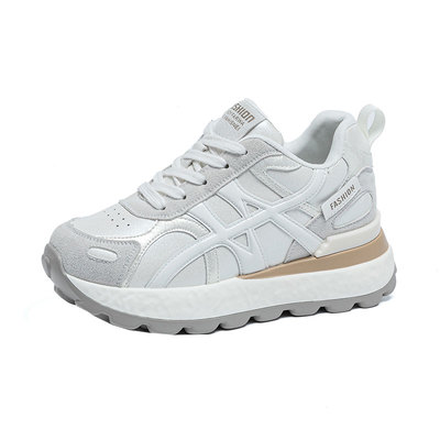 运动厚底增高圆头阿甘德训鞋真皮