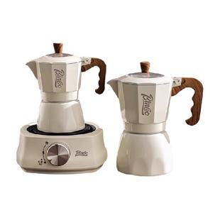 BinCoo双阀摩卡壶不锈钢家用双阀电热炉煮高压萃取绵密油脂咖啡机