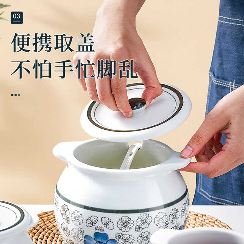 猪油罐耐高温陶瓷厨房家用装荤油罐坛子带盖盐罐辣椒油罐盆大容量