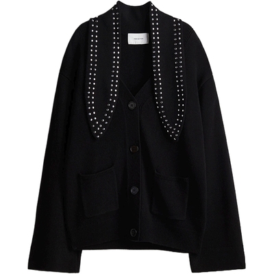 HM女装毛针织衫秋季保暖圣诞宽松羊毛混纺开衫1251858