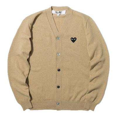 川久保玲男针织开衫黑色爱心刺绣