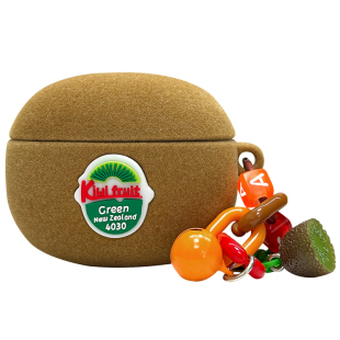 绒毛猕猴桃适用airpods4代保护套airpodspro二代耳机壳新pro3代苹果蓝牙耳机壳ipods2外盒硅胶一四代挂件高级