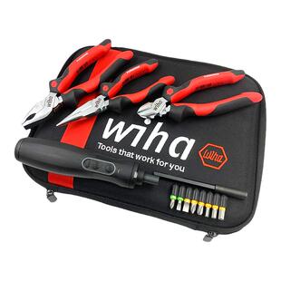 德国进口wiha威汉尖嘴钳钢丝钳斜口钳电动螺丝刀多功能套装90001C
