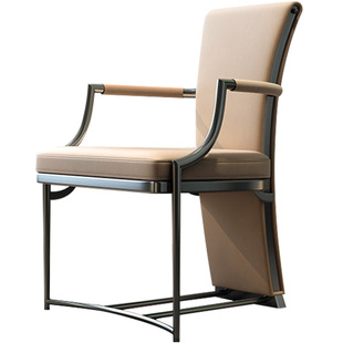 诚骏茶室茶椅客厅家用高靠背带扶手高端软包客人椅轻奢不锈钢椅子