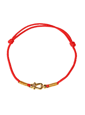 18K金马蹄扣编织款红绳款手链 可调节 女款简约K金手绳饰品