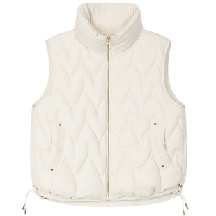 曼德诗短款羽绒服马甲2025冬季新款纯色百搭立领轻盈蓬松保暖外套