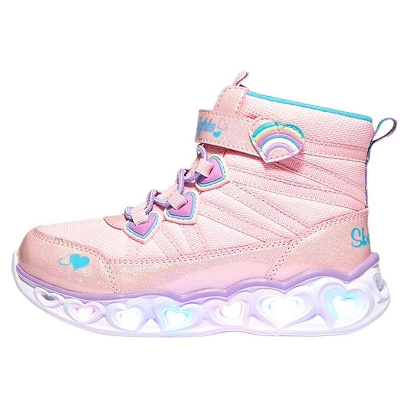 Skechers斯凯奇春夏新款女童魔术贴闪灯鞋高帮保暖雪地靴302668L