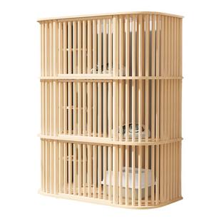 实木猫笼子猫别墅家用双层大空间室内猫笼猫房子可移动猫窝猫柜子