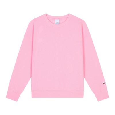 Champion冠军卫衣女25秋季新款草写logo刺绣加绒纯色休闲圆领上衣