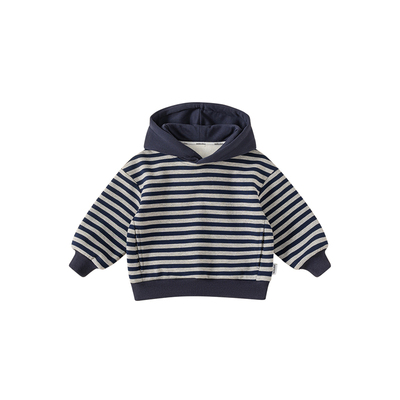 INSbobo男童条纹罗纹袖口卫衣冬