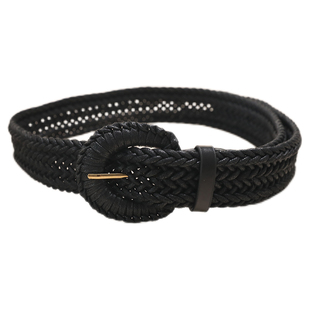 复古编织蜡麻绳针扣腰带女新款纯色简约百搭时尚民族风免打孔腰带