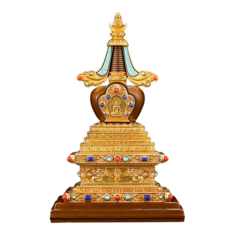 慧宝菩提塔纯铜鎏金小号佛具用品