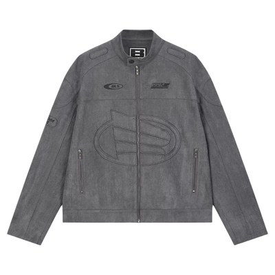 BONELESS机车麂皮刺绣夹克男