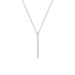 一字长条项链S925纯银简约几何吊坠毛衣链女个性时尚气质颈链饰品