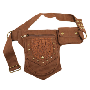 美式复古民族风腰包女2025新款户外登山运动包铆钉设计文艺骑行包