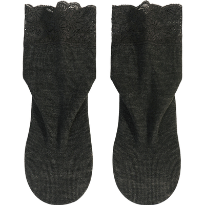 蕾丝花边中筒袜女保暖加绒加厚