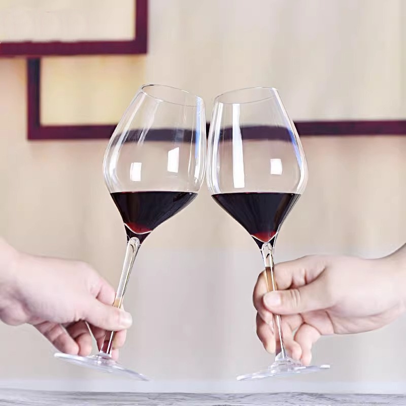 人工吹制水晶红酒杯香槟葡萄酒杯水晶杯一对家用高脚杯套装大肚