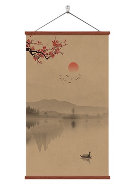 新中式玄关装饰画茶室过道山水画
