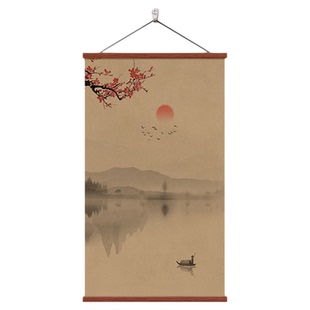 新中式玄关装饰画客厅沙发背景茶室过道山水壁画民宿书房禅意挂画