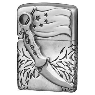 【战壕旗舰店】霸气盔甲煤油打火机防风黄铜战狼老式个性战刀火机