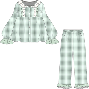 Bananagirl情侣睡衣春秋新款女长袖长裤开衫大码套装家居服男士套