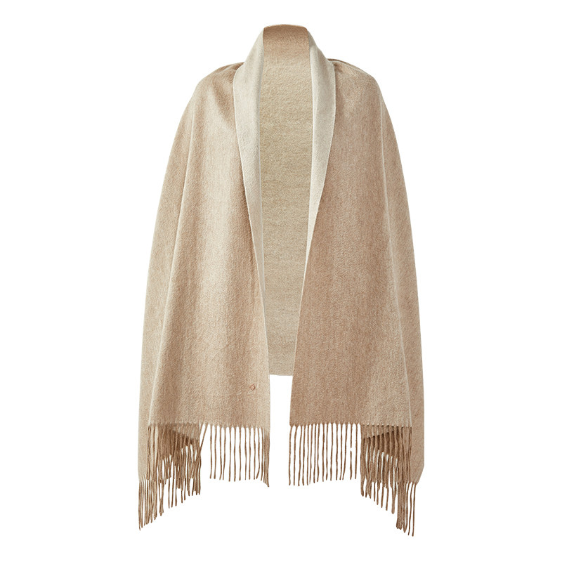 soie jardin 9#羊绒双面双色加厚大披肩水波纹羊绒围巾cashmere