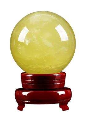 天然黄水晶球打磨黄色家居店铺定制摆件