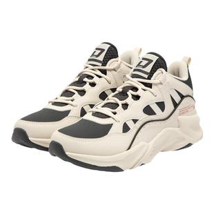 361度冬季运动鞋女款加绒加厚2025年黑色高帮老爹鞋皮面防水女鞋