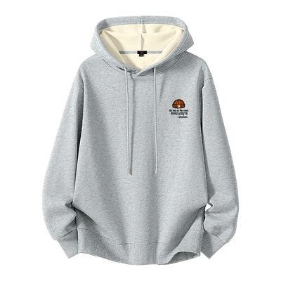 班尼路灰色连帽卫衣男款冬季加绒