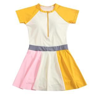 儿童泳衣女孩小清新学生连体防晒洋气中大童初中生保守女童游泳衣