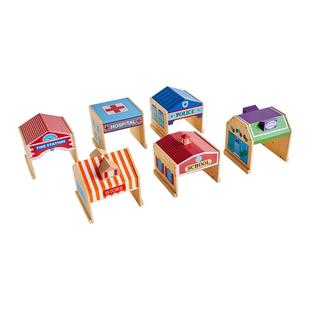 guidecraft社区建筑交通木质玩具消防学校站角色扮演社交儿童教具