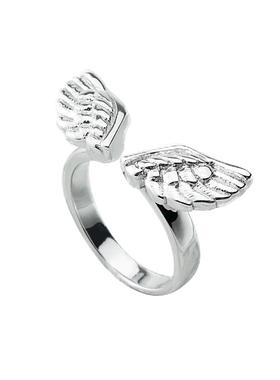 天使翅膀纯银原创设计风开口戒指