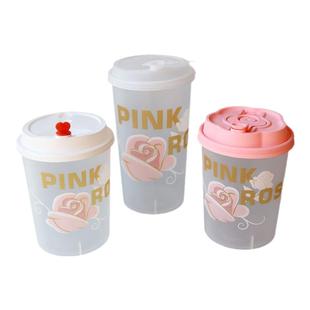 胖胖磨砂直男杯一次性咖啡奶茶杯带盖塑料嘟嘟杯木薯桃胶炖奶杯子