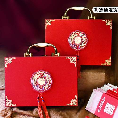 彩礼盒子订婚礼金箱结婚6万装万提亲308礼盒万箱现金万聘礼订亲12