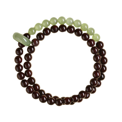 【印度小叶紫檀】天然和田玉手串